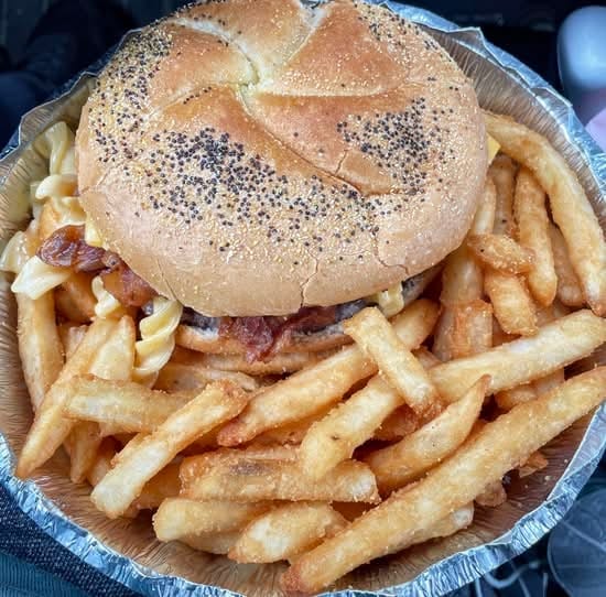 Bacon Cheese Burger W/ Fries.