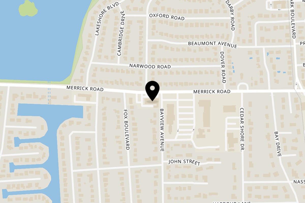 Map showing the location of Finn's Deli on 4646 Merrick Rd in Massapequa